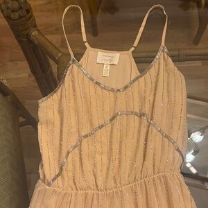 Beige Strappy Dress with Silver Accents